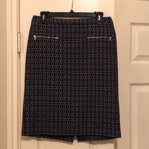 Navy and white Talbots pattern skirt